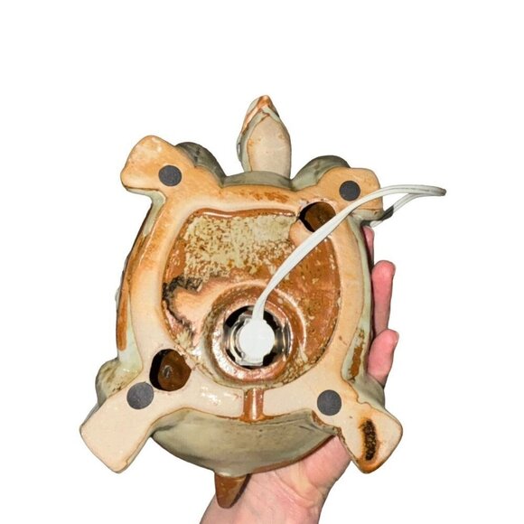 Vintage Decorative Turtle Lamp Glazed Ceramic with Perforations Swivel Head - Picture 9 of 11